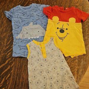Cute Baby Onesies Set - Blue, Red, Yellow